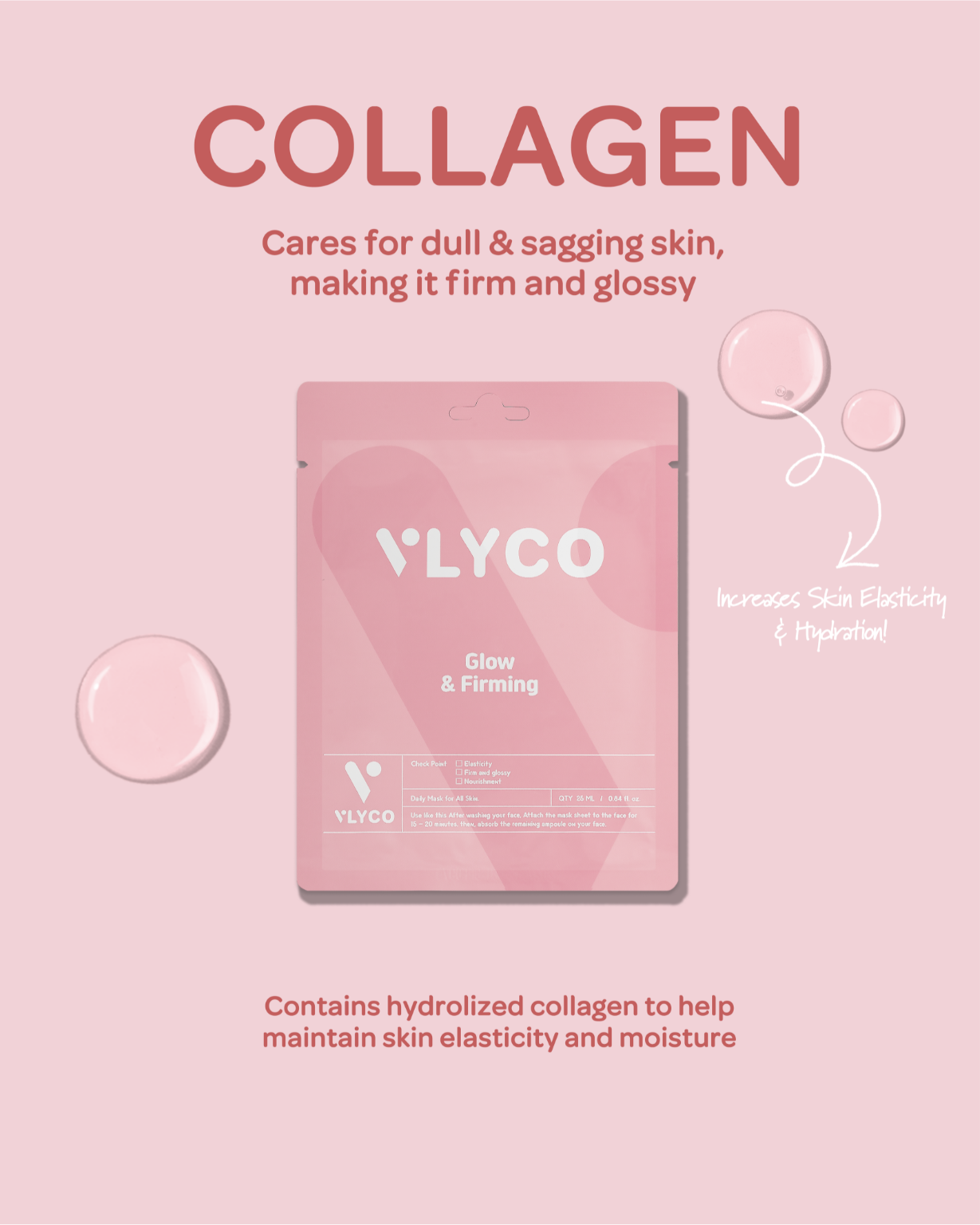 Collagen Face Sheet Mask by VLYCO - Korean Skincare.